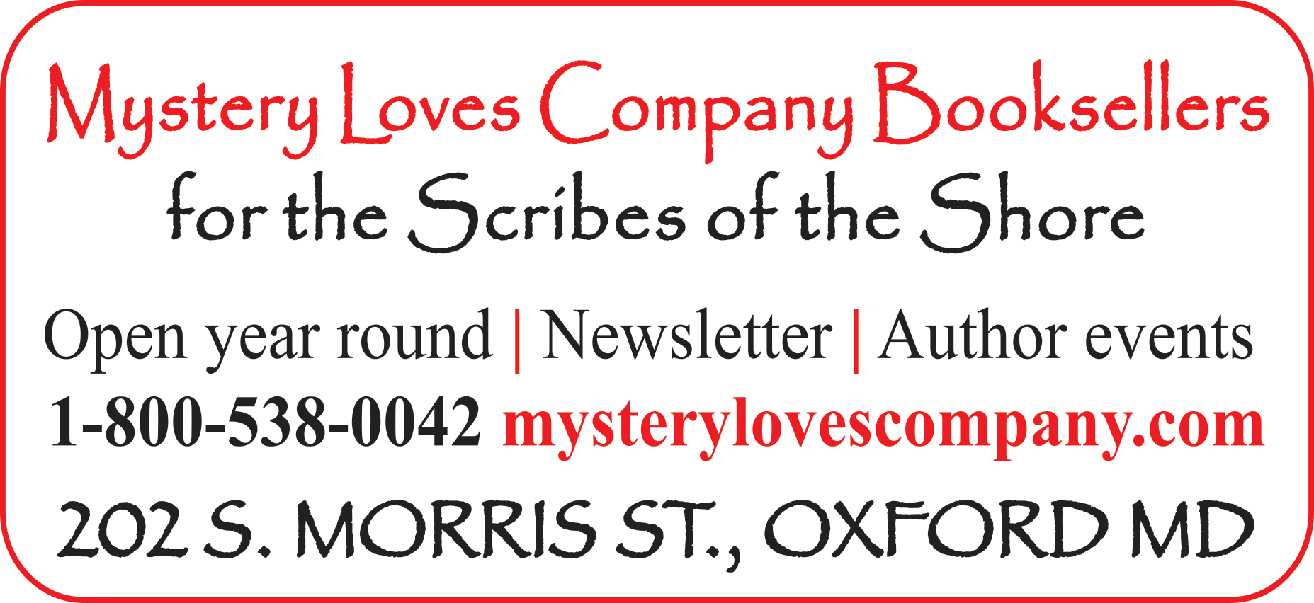 Mystery Loves Company Booksellers Print Ad