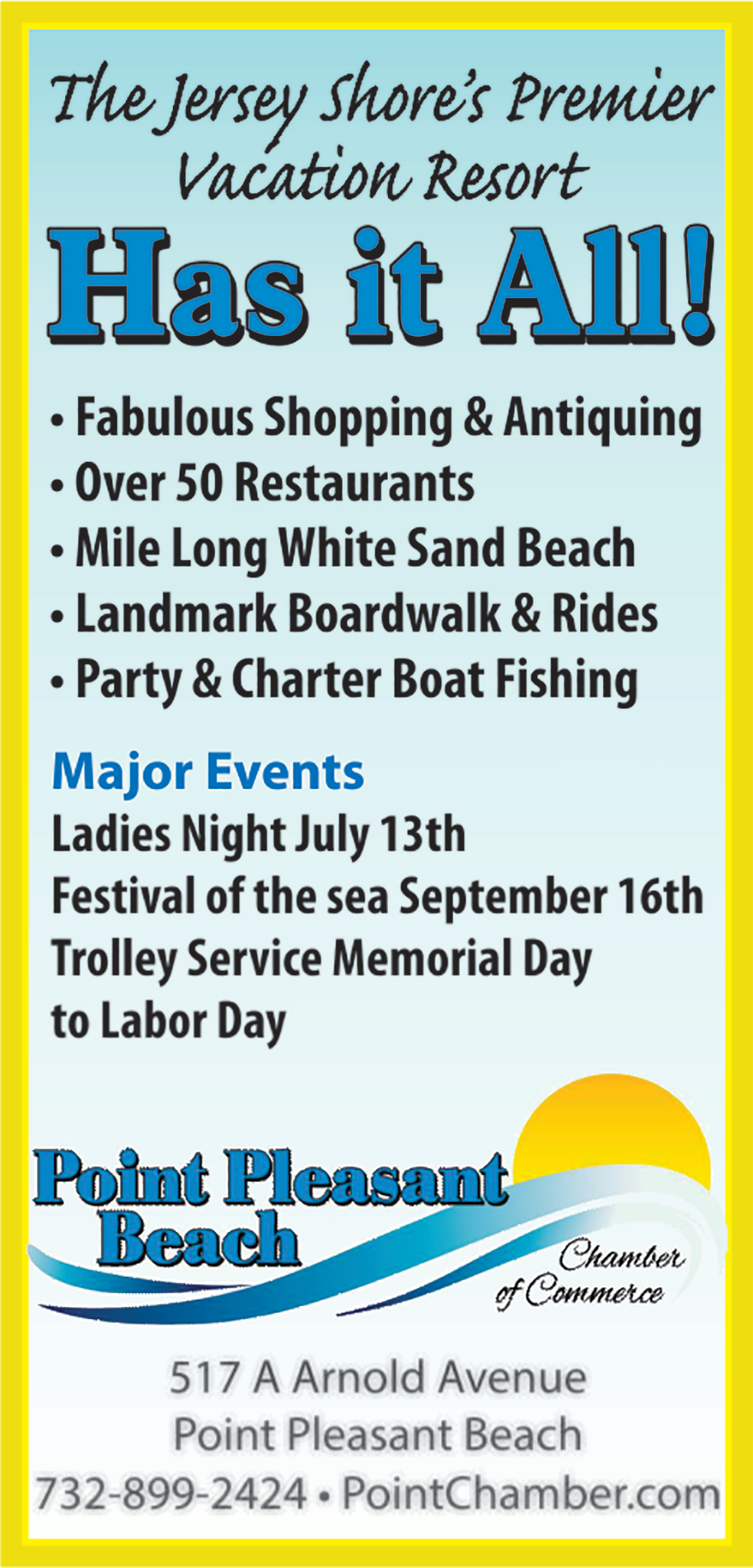 Point Pleasant Beach Chamber of Commerce Print Ad