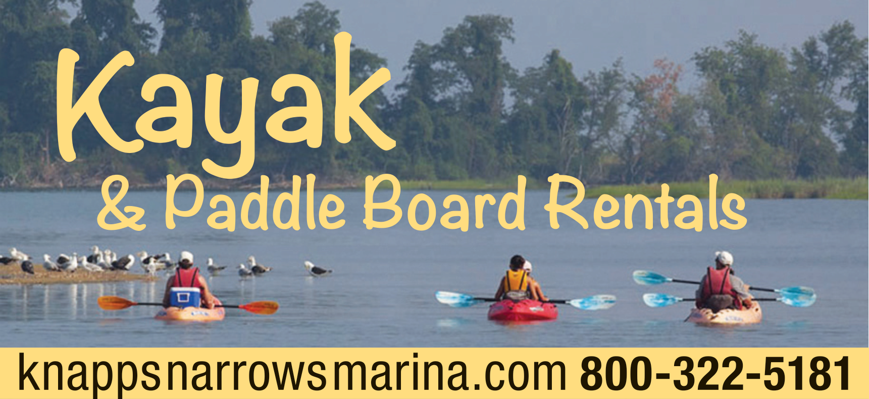 Knapps Narows Kayak and Paddle Board Rentals Print Ad
