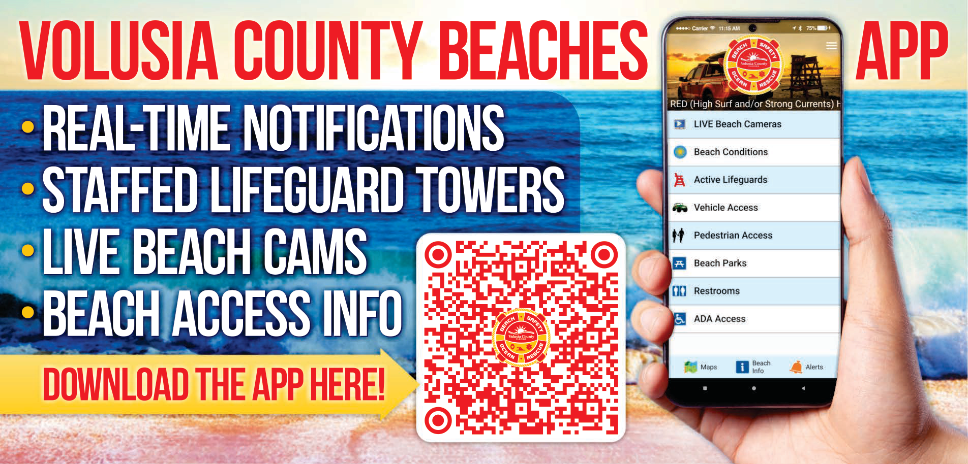 Volusia County Beaches Mobile App Print Ad