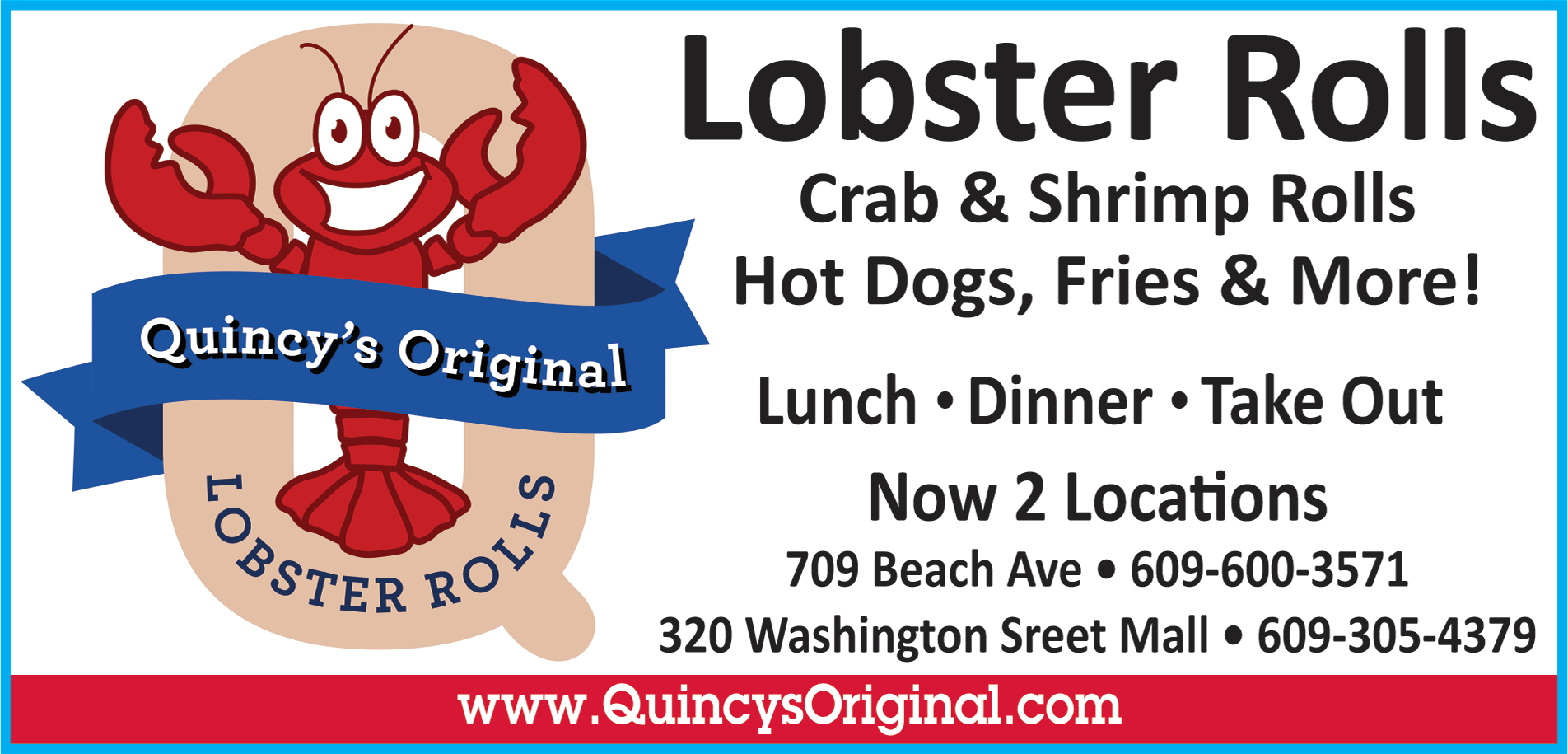 Quincy's Original Lobster Roll Print Ad