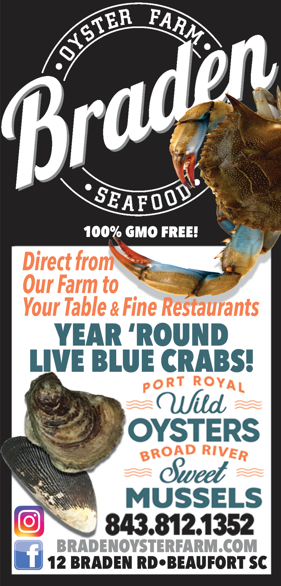 Braden's Seafood & Oyster Farm Print Ad
