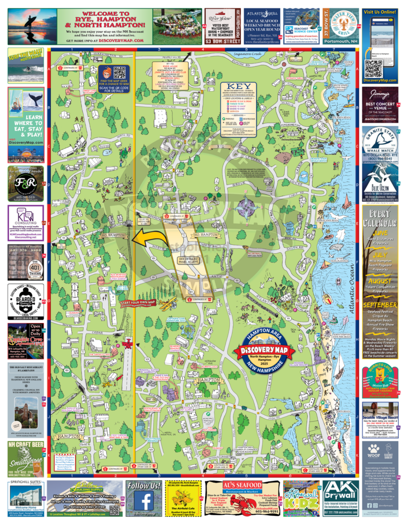 ハワイ骨董美術品　地図（NORTH HAMPTON BEACH MAP） ハワイ骨董美術品地図（NORTH HAMPTON BEACH MAP）