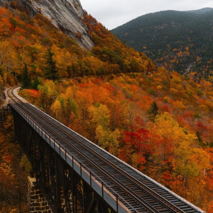 Conway,Track,Landscape,North,Conway,,New,Hampshire.,Empty,Railroad,Tracks