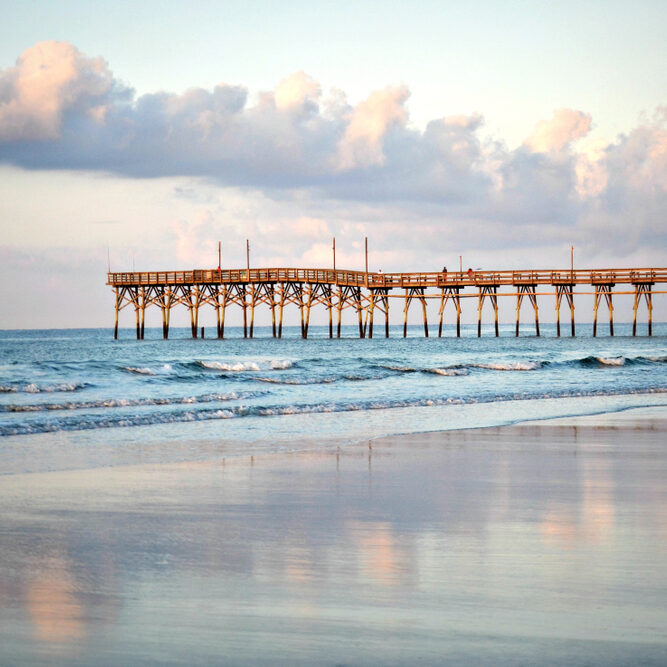 Fishing,Pier,At,Sunset,Beach,Nc