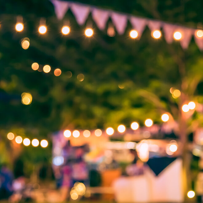 Abstract,Blurred,Image,Of,Night,Festival,In,Garden,With,Bokeh