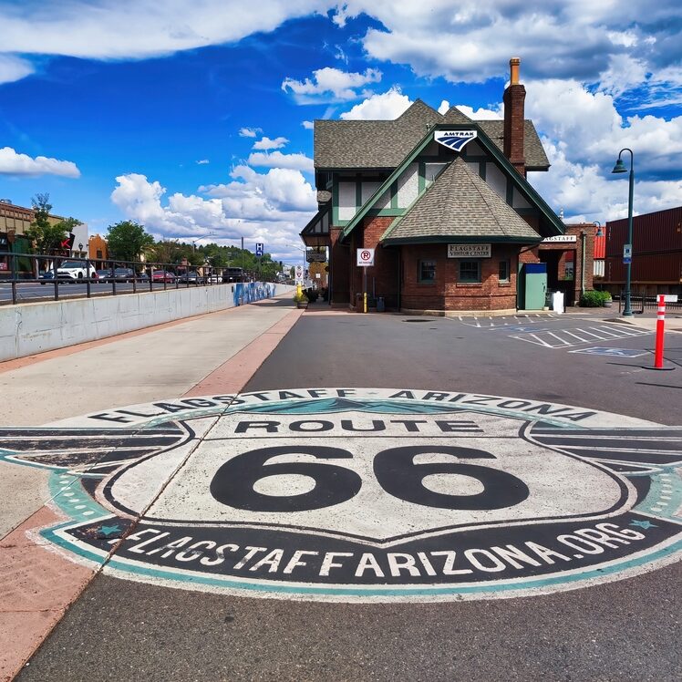 Flagstaff,,Usa,,July,28,,2022,Flagstaff,Train,Station,And,Tourist