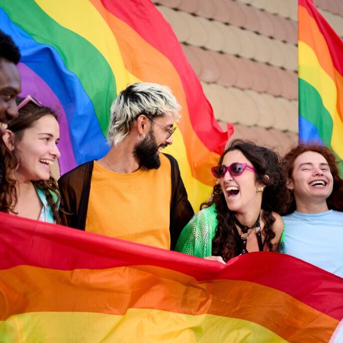 Group,Of,Excited,Young,Friends,Enjoying,Together,On,Gay,Pride