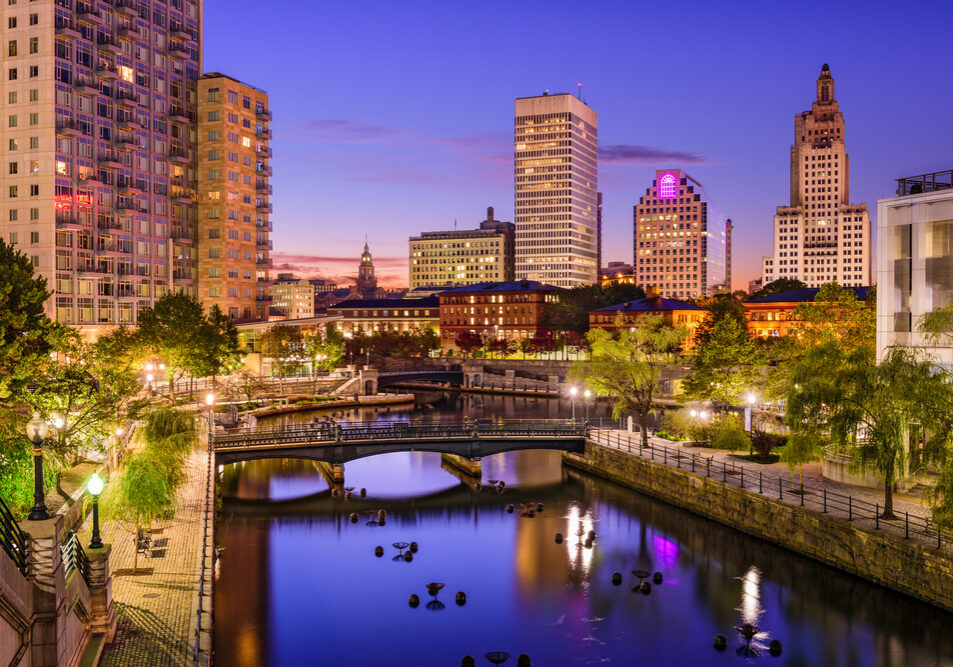 Providence,,Rhode,Island,,Usa,Park,And,Skyline.