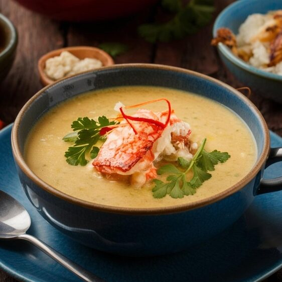 Lobster,Bisque:,Creamy,,Rich,Soup,Made,From,Lobster,Stock,,With